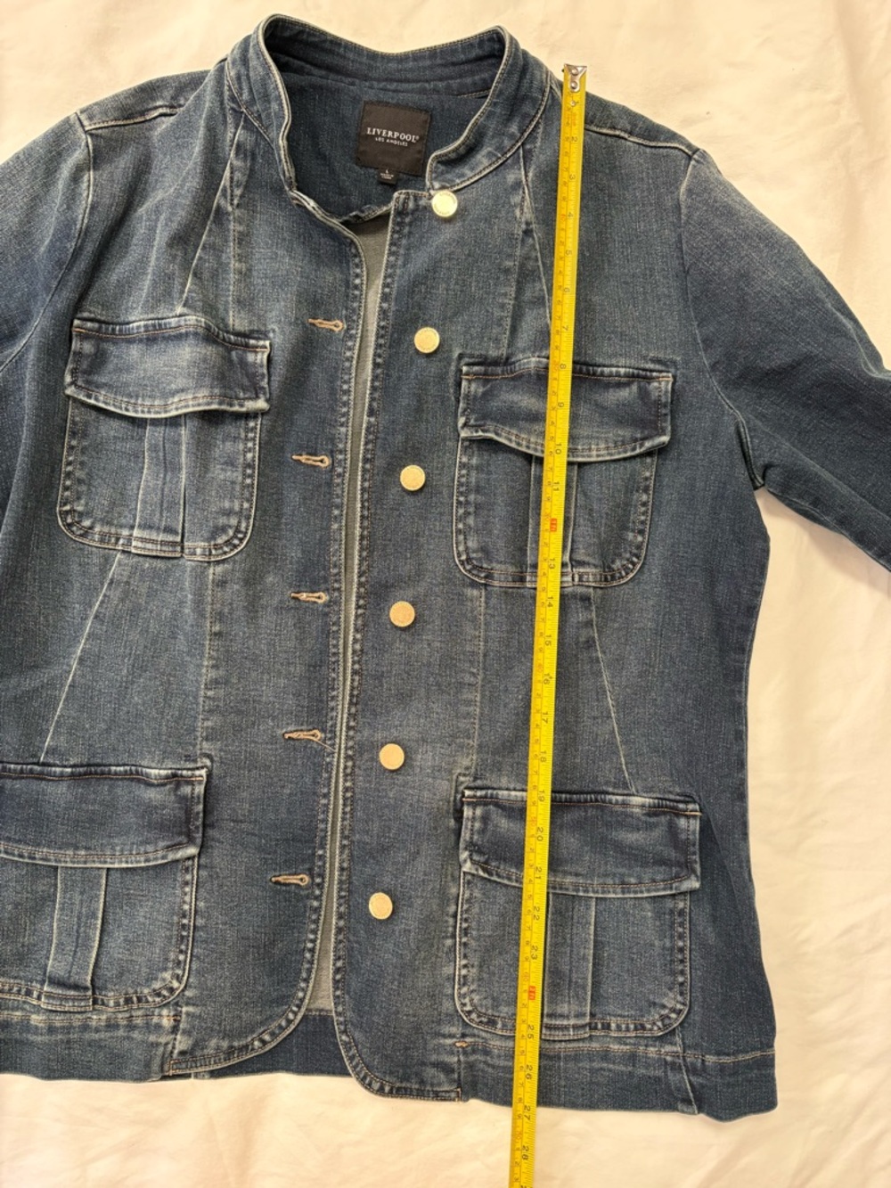Liverpool Dark Blue Denim Jacket with Front Patch Pockets - Picture 9 of 14